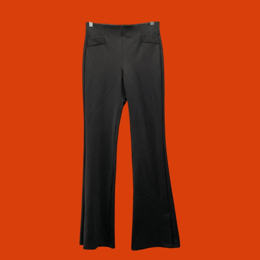 Zara Black High Rise Split Hem Flared Pants Pull On Dress Trousers Womens Small